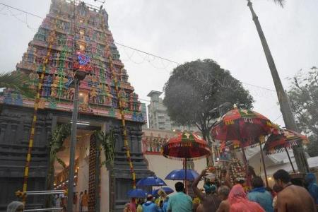 12,000 devotees brave rain to witness Hindu temple consecration ceremony