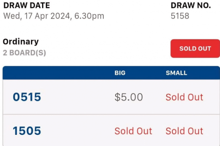 4-D number 1505 sold out for 3 draws after May 15 date set for PM Lee’s handover to DPM Wong