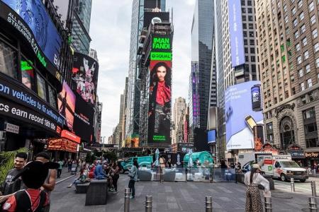 Iman Fandi appears on NYC’s Times Square billboard for Spotify campaign