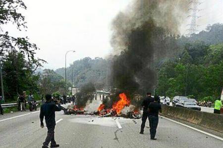 Biker faced fiery end after M'sian highway accident