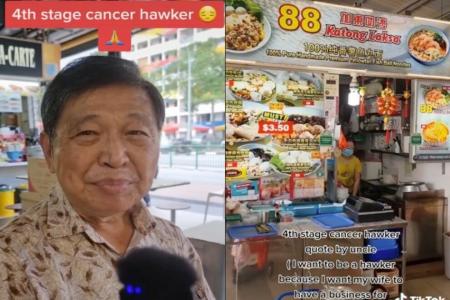 Man with stage 4 cancer sets up laksa stall with wife so she can support herself after his death