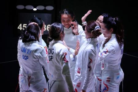 S'pore bag historic gold in women's team epee with 45-36 victory over Thailand