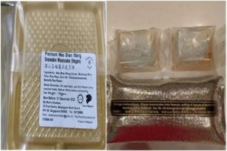 SFA recalls My Mum's Cookies Premium Mao Shan Wang Snowskin Mooncake