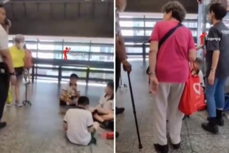 Schoolboy yells at elderly woman at MRT station