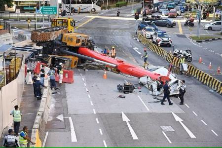 Driver jumps out seconds before van crushed by falling crane in Sengkang, crane operator arrested