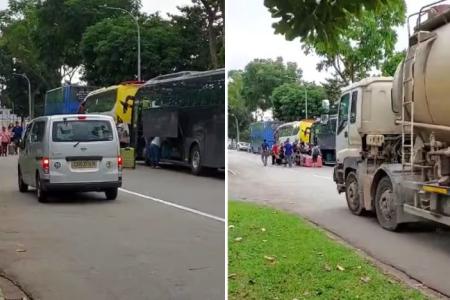 Tourist drop-off turns industrial road in Tuas into chaos