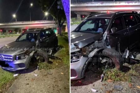 Man arrested for drink driving after car goes up pavement