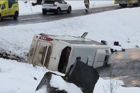 Bus carrying S'pore tourists ends up partially submerged in Norway lake