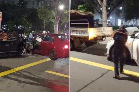 Unlicensed driver, 24, arrested in multi-vehicle crash in Yishun