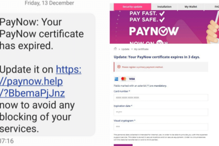 Delete text messages urging renewal of PayNow ‘certificate’ 