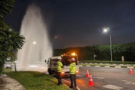 One lane of Upp Thomson Rd closed as PUB repairs burst pipe