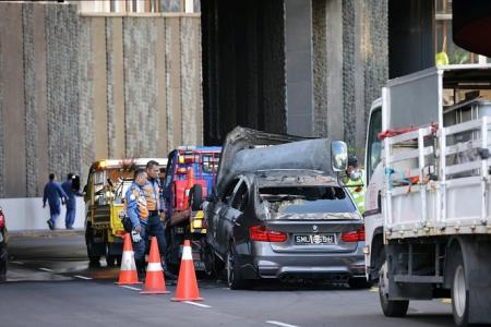 Car catches fire at Changi Airport