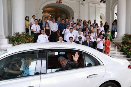 President Halimah bids farewell to Istana staff