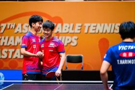 National table tennis players Koen Pang (left) and Izaac Quek have secured Singapore&#039;s first men&#039;s doubles medal at the Asian Table Tennis Championships since 2013.