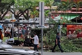 The incident occurred in front of the Redhill Market and Food Centre, reported Shin Min Daily News. 