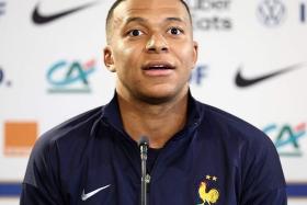 Kylian Mbappe addressing a press conference ahead of France&#039;s international friendly against Luxembourg, on June 4.