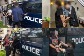 Thirty-five people were arrested during raids in Jurong East and Geylang.