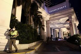 A general view of Grand Hyatt Erawan hotel, which believed that at least 6 people have been reported dead, in Bangkok, Thailand, July 16, 2024. REUTERS/Chalinee Thirasupa