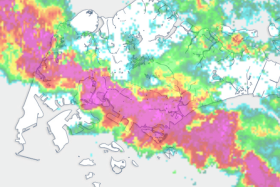 According to an update on the National Environment Agency’s website, at 1.50pm, northern, southern and western areas were marked as experiencing heavy rainfall. 