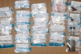 A 45-year-old Singaporean man was arrested on Aug 13 with about 371g of ice, 124g of cannabis, 30g of Ecstasy, 19g of ketamine and one Erimin-5 tablet.