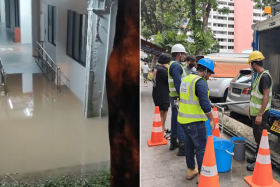 A water pipe next to Block 324 Clementi Ave 5 burst overnight, affecting nearby properties.