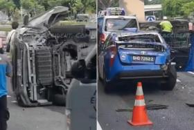 In social media footage showing the accident’s aftermath, one of the vans is seen flipped on its side. 