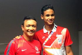 Fandi Ahmad (left) with his son Irfan.