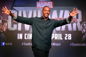 Anthony Mackie at Marina Bay Sands in Singapore on April 21 during a press tour to promote Captain America: Civil War. 