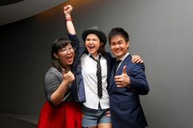 Elizabeth Low, Olinda Cho and Ng Chee Yang (left to right) - will be representing Singapore in reality TV singing competition China Super Vocal 2016 in late July.