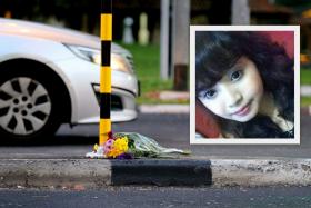 Mr Sophian leaves flowers at the road divider where Miss Siti was hit.