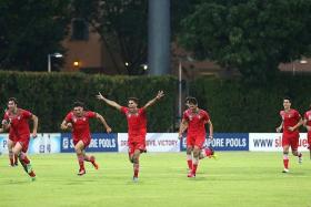 JUBILANT: Iran U-21 players celebrating after beating Uzbekistan U-21 in the penalty shoot-out.