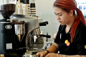 Madam Siti Nurfarressah hopes to become a manager at one of the Bettr Barista coffee carts soon. 