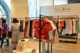 Local online store Love, Bonito, seen here at its previous pop-up store at Orchard Gateway in March, has been using physical boutiques to boost its brand presence.