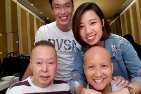 Ms Eileen Cheong (top right) with her parents (in the foreground) during happier times. Her father, Mr Jimi Cheong, suffered a cardiac arrest while on holiday in Tokyo but died shortly after arriving home on May 2.