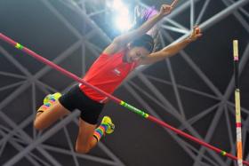 File photo of Singapore national pole vaulter Rachel Yang in action during the 2015 SEA Games.