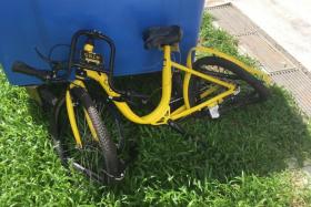 The mangled ofo bike that was found at Jalan Tenteram.