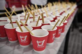 Cups with bamboo straws.