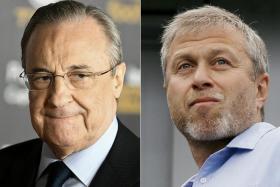 Real Madrid president Florentino Perez (left) and Chelsea owner Roman Abramovich. 