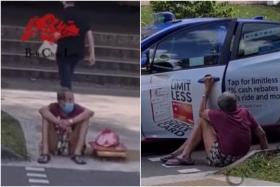 A widely circulated video shows the man struggling to get into a taxi.