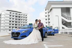 Ms Wee Jie Xin with her father Wee Phoy Thong, who has been a taxi driver for all of his working life.