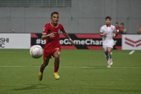 In-form attackers Faris Ramli (above) and Daniel Goh added thrust when they were introduced in the second half of Thursday&#039;s friendly against Hong Kong. ST PHOTO: ARIFFIN JAMAR
