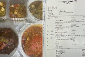 A man had called to order black pepper crab, chili crab, red grouper, clams, seafood casserole and rice, which came up to $573.45.