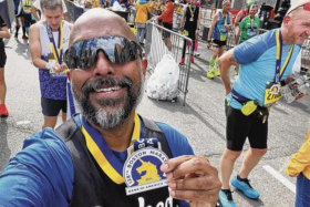 Singapore Ramesh Selvaraj, 47, completed the Boston Marathon in 4 hours and 30 minutes.