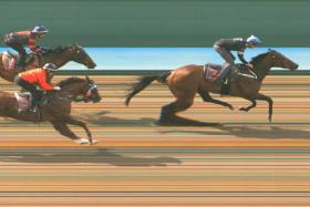 Renzo (Bernardo Pinheiro) leaving Ejaz (Manoel Nunes, No. 5) and Red Dot (Ruan Maia) trailing in his wake when winning Trial No. 2 at Kranji on May 21.
