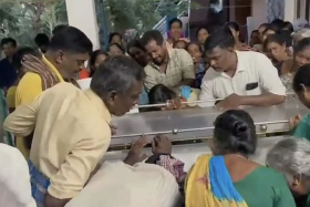 The funeral of Mr Srinivasan Sivaraman in Kambarnatham in Tamil Nadu on May 29. 