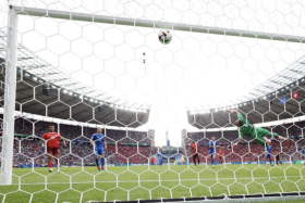 Italy's goalie Gianluigi Donnarumma beaten as Switzerland scores in the Round of 16 match on June 30.