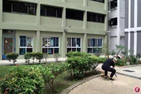 Police were called after soil, flower pots, a ceramic bowl and a plate were flung from a HDB block in Ang Mo Kio.
