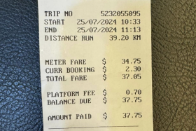 The fare paid for the trip from Novena to Changi Airport.