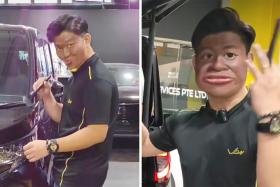 The video, which was posted on Facebook, features a Chinese man with a darkened face promoting the features of a Toyota Noah Hybrid to an off-screen female customer.