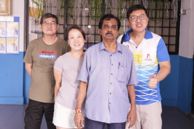 Mr Jayaprabha and his peers at Queenstown Hock San Zone Residents&#039; Committee Centre.